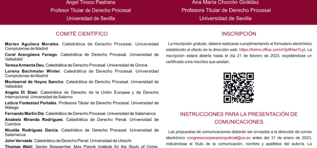 Cartel Congreso Internacional Retos de la Cooperación Judicial Europea en materia civil y penal